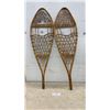 Image 1 : Pair of Vintage Walker Traditional Wooden Snowshoes with Rawhide Lacing, 40"