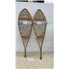 Image 2 : Pair of Vintage Walker Traditional Wooden Snowshoes with Rawhide Lacing, 40"