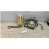 Image 1 : Vintage Northern Electric Olive Green Rotary Dial Key Telephone and Beige Wall Phone