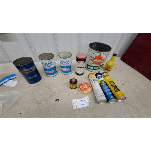 Esso Motor Oil Can, Conoco Polar Start DN-600 Fluid, Supertest Anti-Freeze, and More