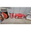 Image 4 : Coca-Cola Collectibles Lot: Snow Globe, Glass Mugs, Napkin Holder, Tins, and More