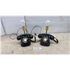 Image 1 : Pair of Vintage Black Rotary Dial Telephone Novelty Lamps. No Shades