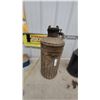 Image 2 : 2x Vintage Ribbed Metal Cream and Fuel Can with Handle and Chained Threaded Cap