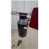 Image 6 : 2x Vintage Ribbed Metal Cream and Fuel Can with Handle and Chained Threaded Cap