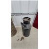 Image 7 : 2x Vintage Ribbed Metal Cream and Fuel Can with Handle and Chained Threaded Cap