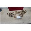 Image 1 : Pair of Vintage Double-Sheave Wooden Pulley Blocks with Iron Hook and Rope