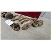 Image 2 : Pair of Vintage Double-Sheave Wooden Pulley Blocks with Iron Hook and Rope