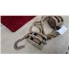 Image 5 : Pair of Vintage Double-Sheave Wooden Pulley Blocks with Iron Hook and Rope