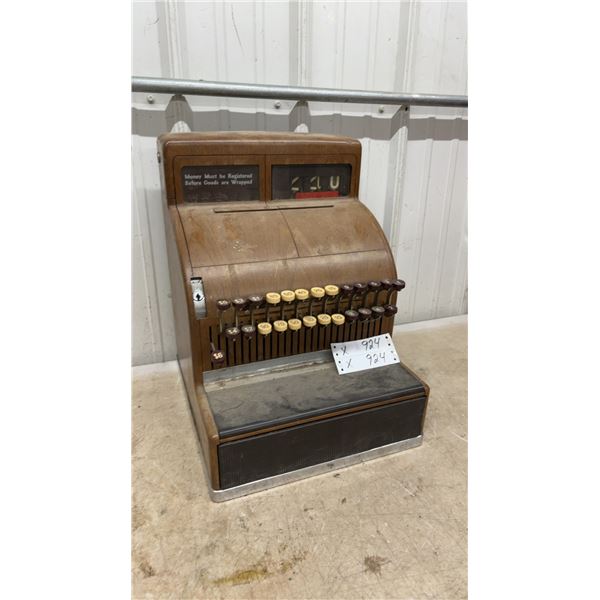 National Cash Register Vintage Manual Cash Register with Wooden Case