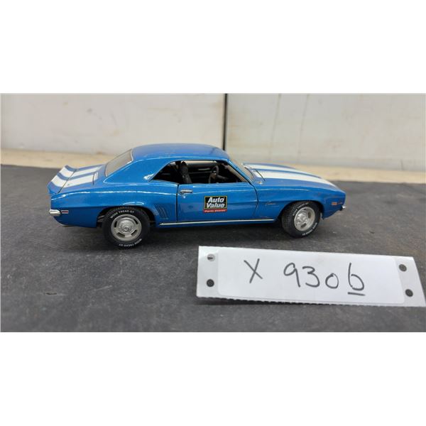 1969 Chevrolet Camaro Z/28 Die-Cast Model Car, Blue with White Racing Stripes, Auto Value Livery