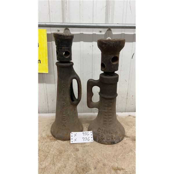 Simplex and C. McKee & Co. Chicago Antique Cast Iron Screw Jacks, Lot of 2