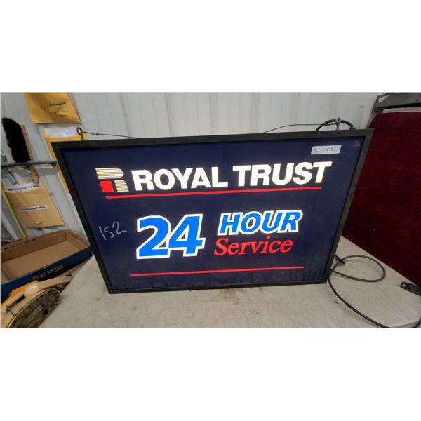 Royal Trust 24 Hour Service Double-Sided Illuminated Sign 24 x 38" Working