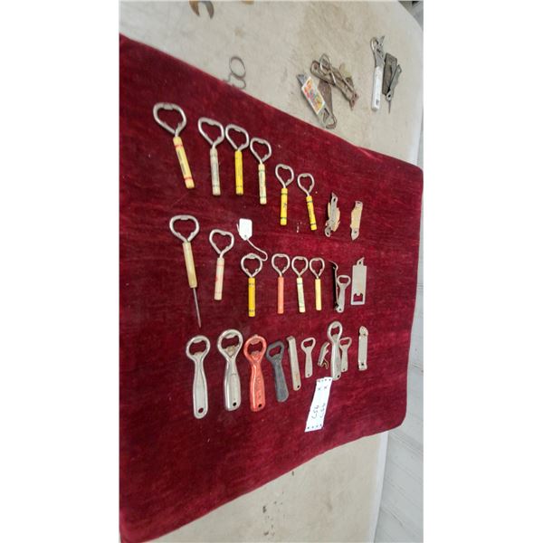 Collection of Vintage Promotional Bottle Openers Including Barclay Lodge 25x