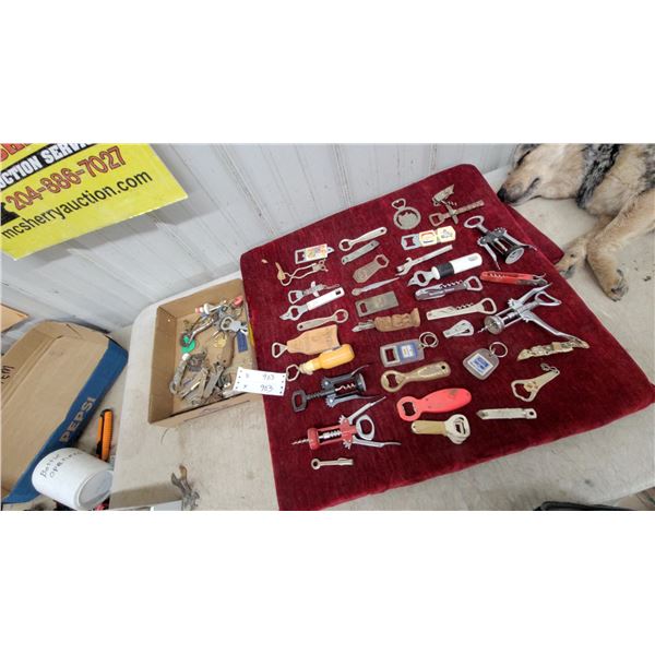 Collection of Vintage Bottle Openers, Corkscrews, and Beverage Waiter Tools 60x Plus