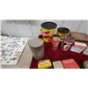 Image 2 : Lot of Vintage Tins: Olympic Lard, Calumet Baking Powder, Band-Aid, Log Cabin, and More