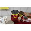 Image 3 : Lot of Vintage Tins: Olympic Lard, Calumet Baking Powder, Band-Aid, Log Cabin, and More