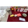 Image 6 : Lot of Vintage Tins: Olympic Lard, Calumet Baking Powder, Band-Aid, Log Cabin, and More