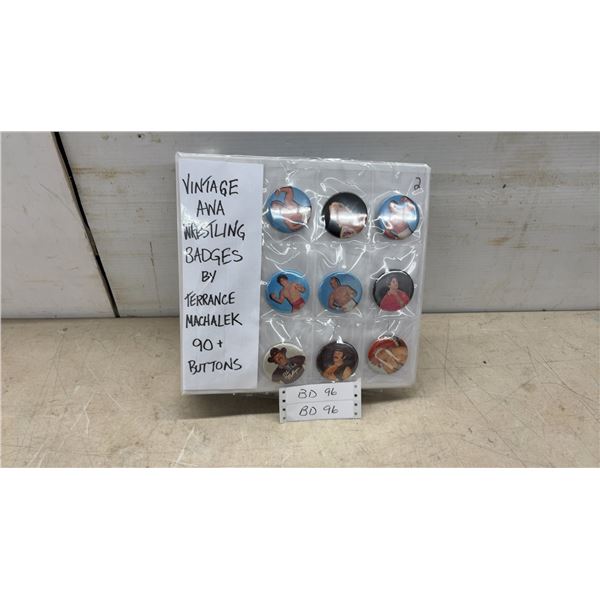 Vintage AWA Wrestling Badges, 90 and More Original Buttons by Terrance Machalek
