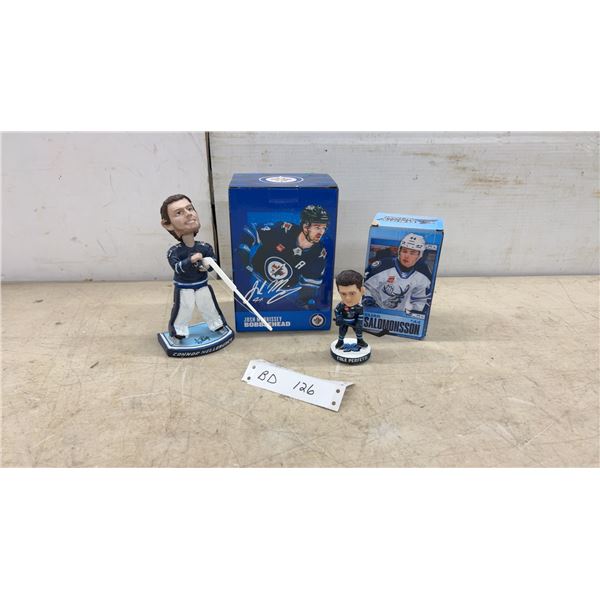 Winnipeg Jets Bobblehead Lot: Hellebuyck, Morrissey, Perfetti, Salomonsson (4 Pieces)