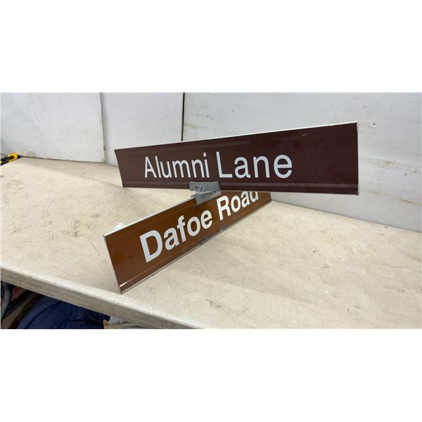 Alumni Lane and Dafoe Road Intersection Street Sign