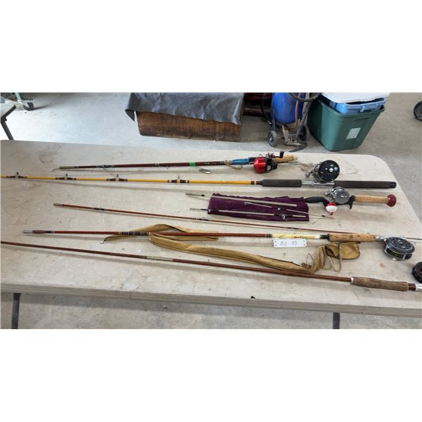 Four Vintage Rods and Reels, 2 SpinnersIncluding Pflueger, Abumatic, Summit, 2 Fly Fishing Rods &