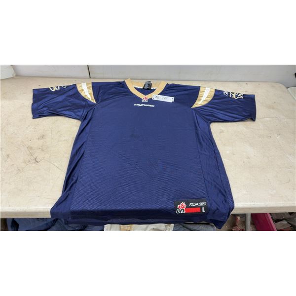 Vintage Reebok Winnipeg Blue Bombers CFL Men's Large Football Jersey in Navy Blue