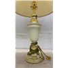 Image 3 : Pair of Traditional Brass-Finished and Cream Ceramic Table Lamps with Pleated Shades, 30" H
