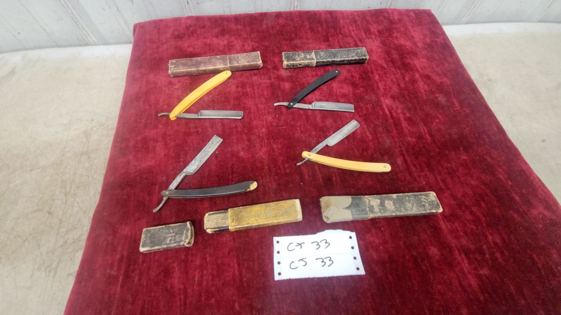 Collection of 4xVintage Straight Razors with Original Cases, Henckels ...
