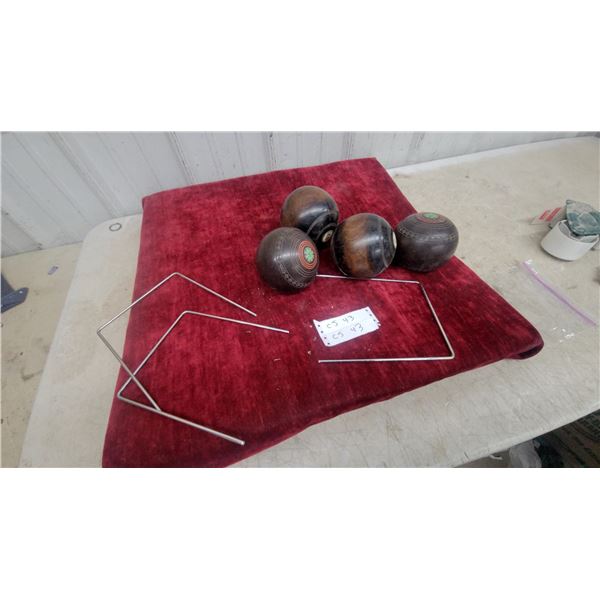 Set of Four Vintage Lignum Vitae Lawn Bowls