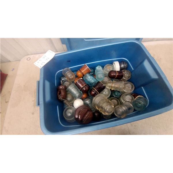 Collection of Vintage Glass and Ceramic Electrical Insulators in Assorted Colors