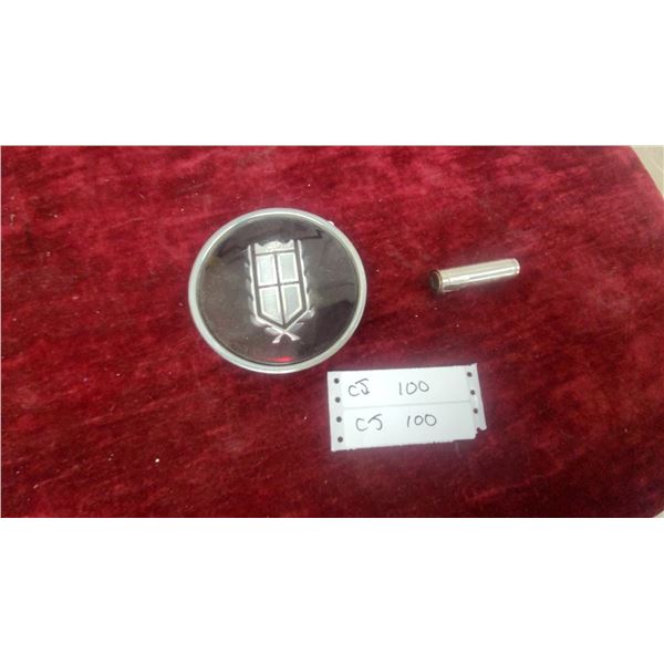 Cadillac Wheel Center Cap with Crest Emblem, Early to Mid-1970s, Schelld Air Preaure Tester