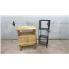 Image 1 : Pine Nightstand with Drawer with Open Shelf and Black Metal Four-Tier Shelving Unit, 31 x 10 x 7"