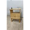 Image 2 : Pine Nightstand with Drawer with Open Shelf and Black Metal Four-Tier Shelving Unit, 31 x 10 x 7"