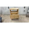 Image 3 : Pine Nightstand with Drawer with Open Shelf and Black Metal Four-Tier Shelving Unit, 31 x 10 x 7"
