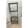 Image 5 : Pine Nightstand with Drawer with Open Shelf and Black Metal Four-Tier Shelving Unit, 31 x 10 x 7"