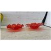 Image 2 : 5 Rolling Rock Extra Pale Beer Glasses, Art Glass Vase, Red Wavy Bowls