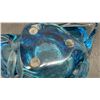 Image 4 : Chalet Canada Hand-Blown Art Glass Tri-Lobe Swirl Bowl in Clear and Blue Glass