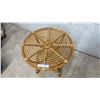 Image 4 : Round Rattan and Bamboo Two-Tier Side Table with Wrapped Bindings, 23 x 23"
