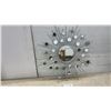 Image 1 : Silver-Toned Metal Sunburst Wall Mirror with Radiating Spokes and Small Circular Mirrors