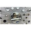 Image 2 : Silver-Toned Metal Sunburst Wall Mirror with Radiating Spokes and Small Circular Mirrors