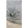 Image 4 : Silver-Toned Metal Sunburst Wall Mirror with Radiating Spokes and Small Circular Mirrors