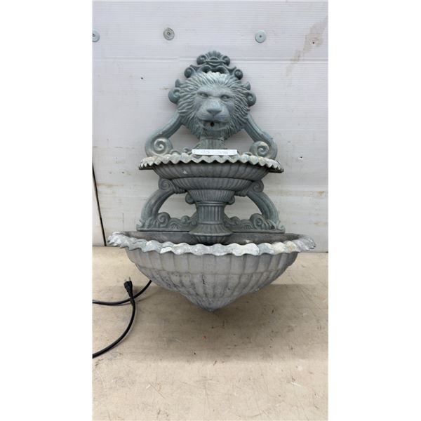 Two-Tier Lion Head Water Fountain, 29" High