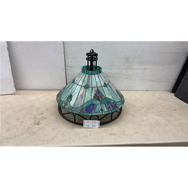 Tiffany-Style Pendant Light Shade with Floral Scroll Pattern