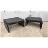 Image 5 : Dark Brown Faux-Wicker Patio Glass Top Coffee Table 20 x 23 x 42" and Two Ottomans with Cushions