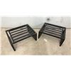 Image 6 : Dark Brown Faux-Wicker Patio Glass Top Coffee Table 20 x 23 x 42" and Two Ottomans with Cushions