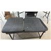 Image 7 : Dark Brown Faux-Wicker Patio Glass Top Coffee Table 20 x 23 x 42" and Two Ottomans with Cushions