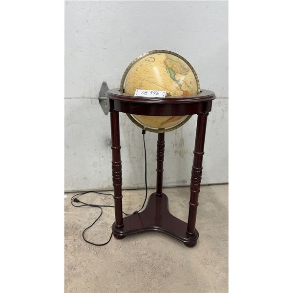 Replogle World Classic Scanglobe Illuminated Floor Globe on Dark Wood Stand with Turned Legs