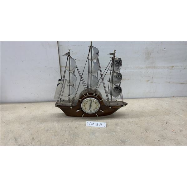 Sessions Savannah 8-Day Ship's Wheel Sailing Ship Mantel Clock with Metal Sails