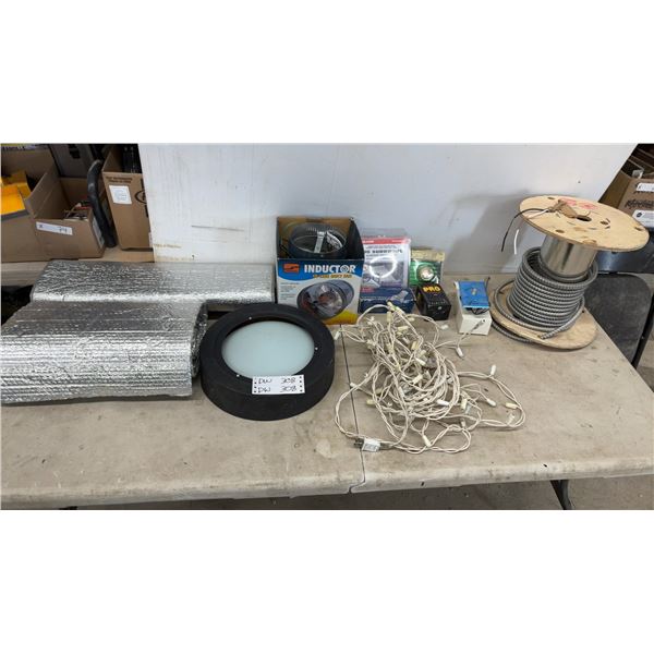 Suncourt Inductor DB200 In-Line Duct Fan, Insulation, Armored Cable Spool, Light Fixture, and More