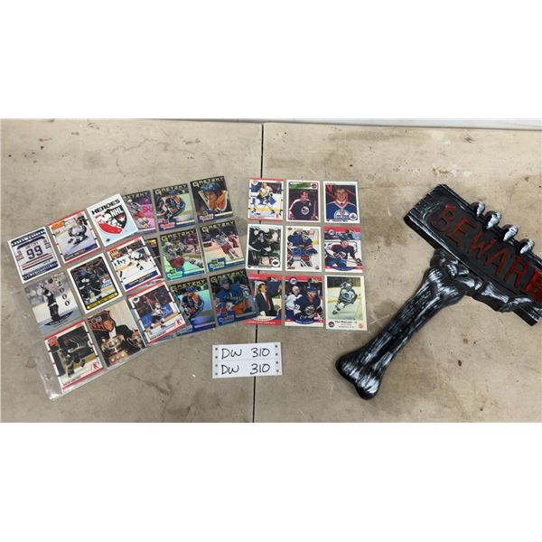 Vintage Wayne Gretzky NHL Hockey Trading Cards and "Beware" Decorative Sign and More